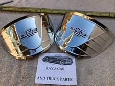 NEW PAIR OF STAINLESS STEEL VINTAGE STYLE HEAD LIGHT VISORS B/T ! CAR OR TRUCK !