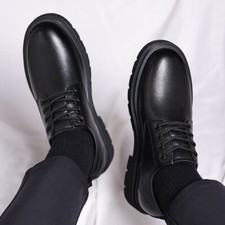 Men's Work Casual Formal Faux Leather Round Toe Dress Oxfords Lace Up Shoes New