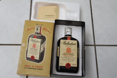 Vintage Ballantine's Scotch Whiskey Bottle Transistor Radio w/ Box for repair