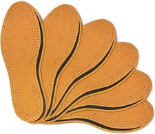 Leather Carbon 6-Pair Natural Leather Shoe Boot Insoles with Activated Carbon
