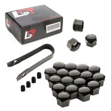 20x Felgen Radschraube Abdeckkappe Sechskant Kappen Set 17 mm schwarz für LANCIA