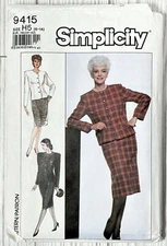 Vintage Simplicity Sewing Pattern 9415 Misses Suit Skirt Lined Jacket Career 