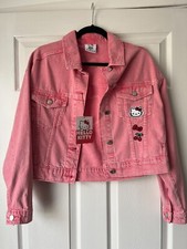 Brand New Primark Hello Kitty 50th Anniversary Pink Denim Jacket (2xs - Uk 4-6)