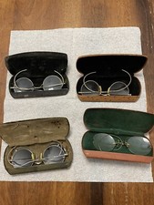 ANTIQUE ROUND WIRE RIM EYEGLASSES Lot Of 4 All With Cases