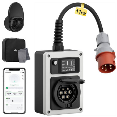 dé Mobile Wallbox 11kW 16A EV Charger mit CEE Stecker und Typ 2 with APP WIFI