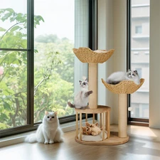 Cute Cat Tree Indoor Kitten Climbing Activity Tower with Cushion & Dangling Ball