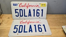 Matching Pair Movie Television TV Prop California License Plates 5DLA161 Paper