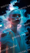 Ethereal Ghostly Portrait Digital Art, Cinematic Cara Delevingne Fantasy Print