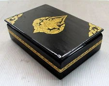 NiCe! Handmade Gold Leaf Lacquerware Box Nat Angel Design 6"X4"
