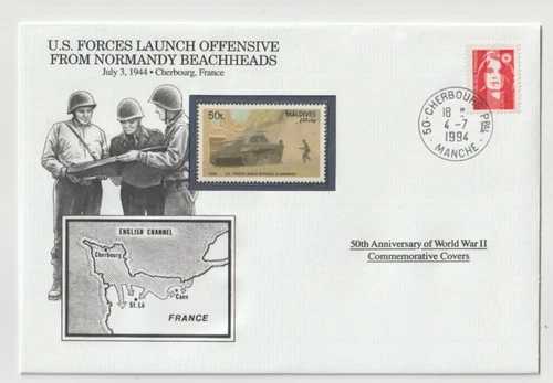4/7/1994 France FDC - WWII - U.S. Forces Launch Offensive from Normandy Beachhea