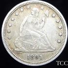 1891 LIBERTY SEATED QUARTER ~ STUNNING ORIGINAL 25c COIN ~ FREE SHIPPING ~ TCC