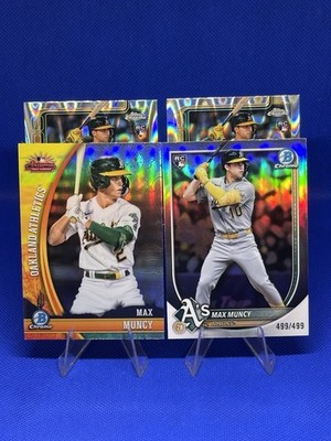 Max Muncy Rookie Lot 2025 Topps Bowman Chrome RayWave  499/499 Oakland Athletics
