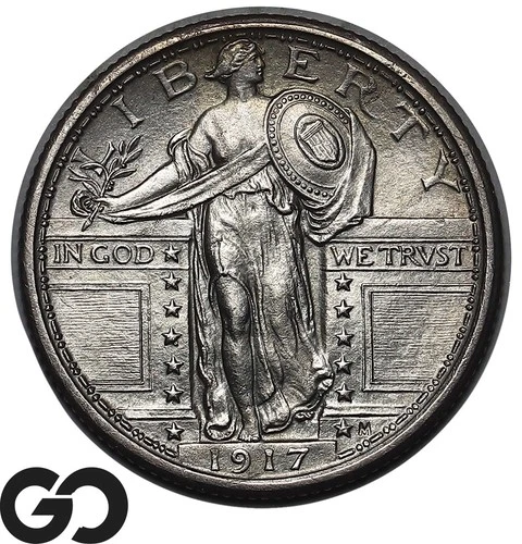 1917 Standing Liberty Quarter Type 1 Full Head, Gem BU++ FH, Sharp