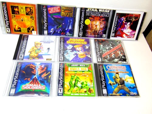 Playstation 1 (PS 1 ) Games, Lot of 10, with Box  (No Manual/ Artwork)