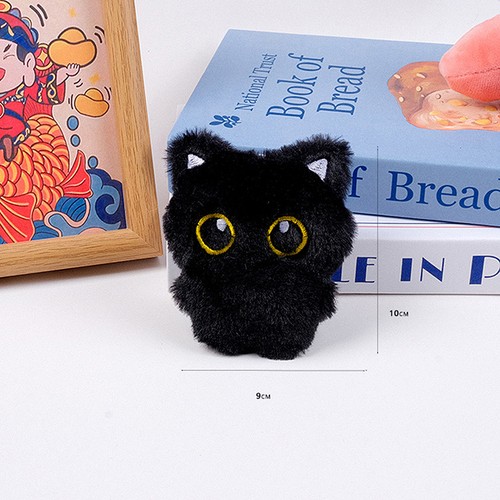 Cute Cartoon Plush Black Cat Keychain Pendant Creative Backpack Decoration Gifts - Picture 8 of 11