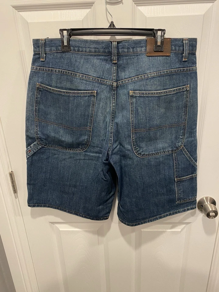 Pantalones Cortos Tommy Hilfiger Para Hombre Azul Jeans Años 90 Sueltos Talla 36 Foto 4 de 4