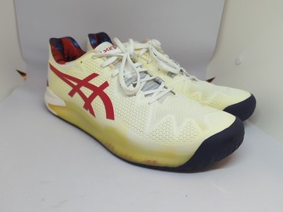 ASICS Gel Resolution 8 LE Mens White Classic Red 1041A292-110 Sz 12.5 New Defect