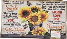 Printed Nylon Kitchen Rug 18"x30" SUNFLOWERS,BUTTERFLIES POSITIVE MESSAGES,AL