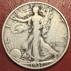 1937-S Walking Liberty Half Dollar. Free Shipping