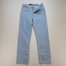 Image of Levis 501 Jeans Womens 24 Blue Cropped Straight Button Fly Zebra Mid Rise Denim