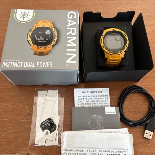 GARMIN INSTINCT DUAL POWER Yellow Smartwatch Fitness Timepiece Genuine