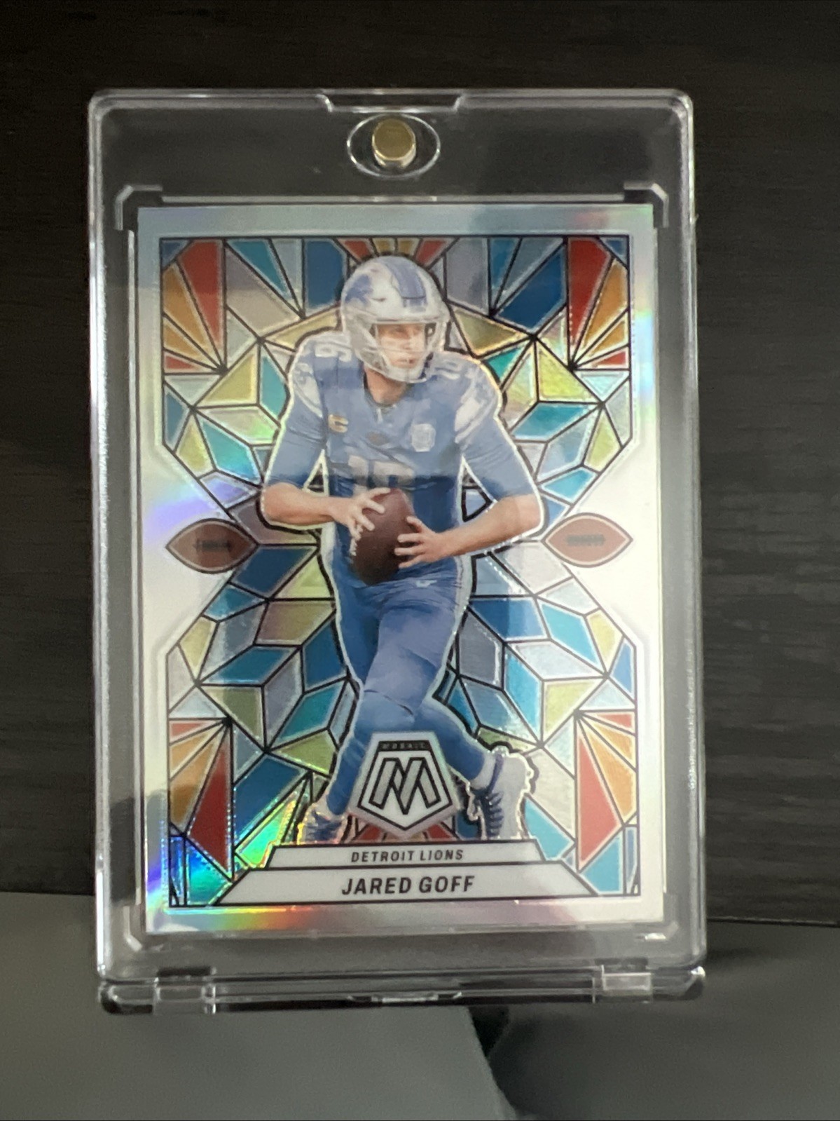 Jared Goff 2024 Stained Glass Mosaic Prizm Case Hit Detroit Lions