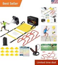 Professional Agility Training Set - 20ft Ladder, Adjustable Hurdles Parachute