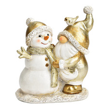 Wichtel Mit Schneemann 12x10cm weihnachten deko gold Wurm