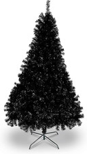 Upgraded Full 6Ft Artificial Black Halloween Christmas Tree Holiday Decoration W