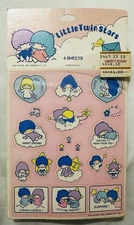 Vintage Little Twin Stars Sticker Sheet by Sanrio. 1 Sheet In Original Package