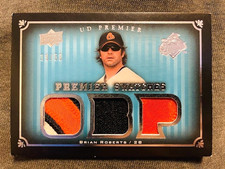 2008 Upper Deck UD Premier Brian Roberts Triple Game Used Jersey Patch /50 Rare