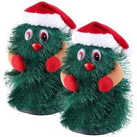 Infactory 2Er-Set Singender & Tanzender Weihnachtsbaum, 15 Cm