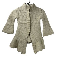 Free People Girls Size Small Wool Blend Cardigan Sweater Beige Bell Sleeves