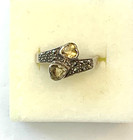 925 Sterling Citrine and Marcasite Double Heart Ring Sz6.25 — photo 1