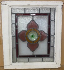 VICTORIAN ENGLISH LEADED STAINED GLASS WINDOW 17.25" X 20"