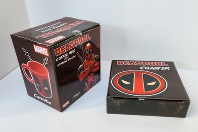 Nerd Block Exclusive Marvel Deadpool Coffee Mug w/ Stirring Spoons & Costers