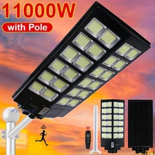 11000W Commercial Solar Street Light Parking Lot Road Lamp Super Bright