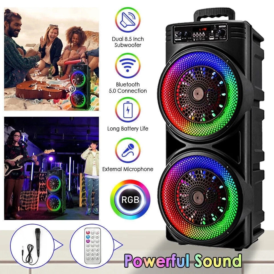 6000W Portable Bluetooth Speaker Sub Woofer Heavy Bass Sound System Party Mic UK - Image 2 of 4