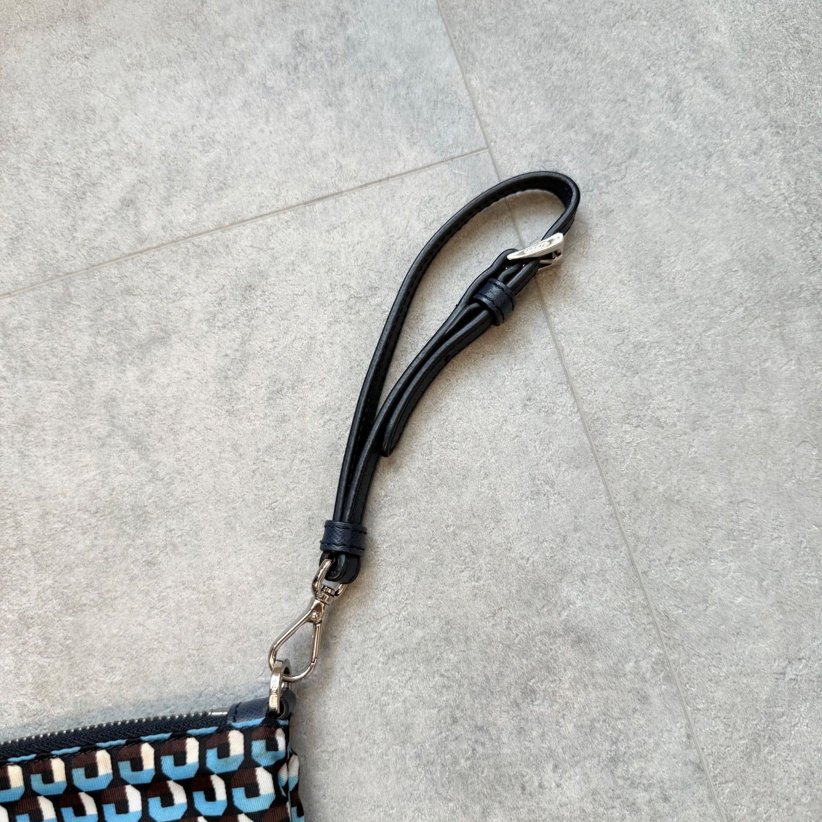 PRADA Triangle Logo Plate Geometric Pattern Clutc… - image 4