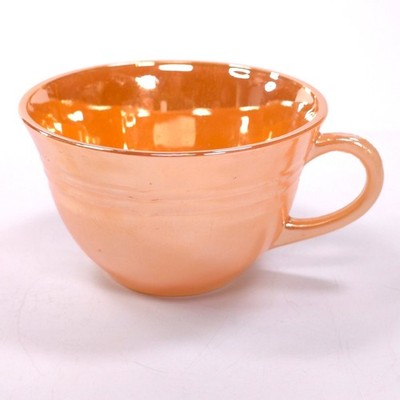 Vintage Fire King Oven Ware 3 Band Tea Cup Peach Lustre Anchor