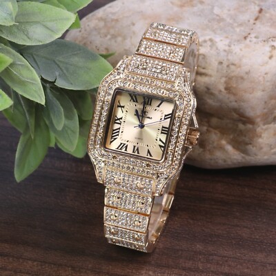 Womens Hip Hop Gold Watch 45mm Montres Carlo Women Luxury Hip Hop Rapper 1.4k Stones  main image 3