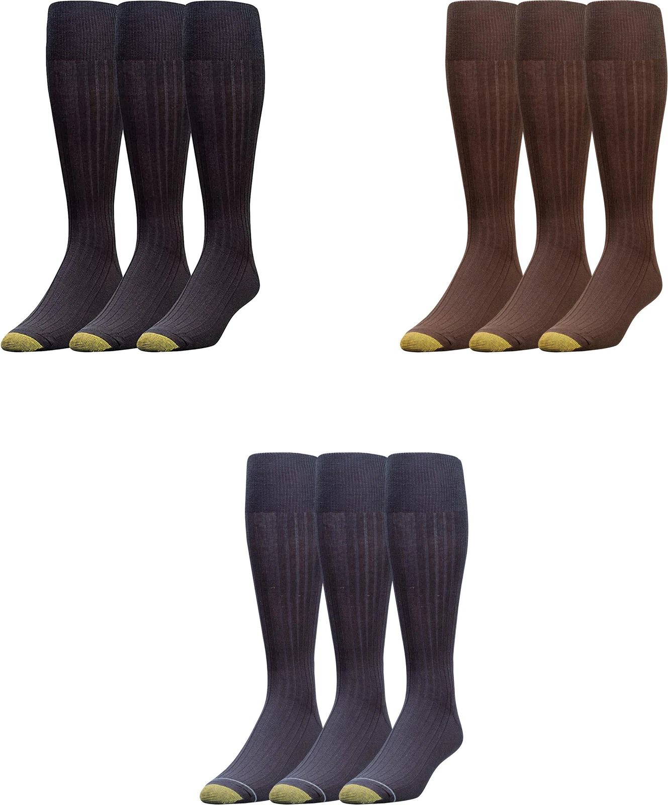 GOLDTOE Men's Classic Canterbury Over-the-Calf Dress Socks (3 Pairs)