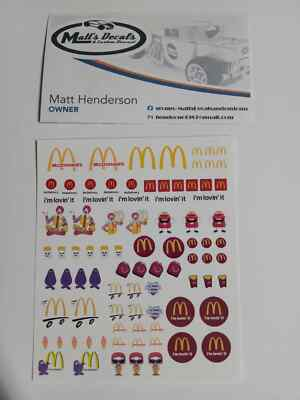#ad 1 64 for hot wheels waterslide decals mcdonalds MADE IN THE USA $4.50
