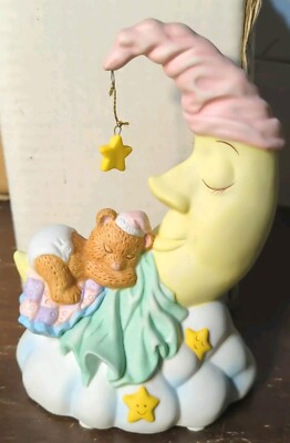 Baby Half Moon Music Box Vintage 1990s Brahms Lullaby Baby Bear Hat With Star