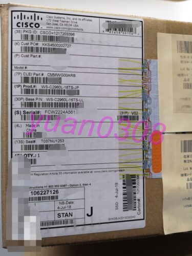 NEW CISCO  WS-C2960L-16TS-LL WS-C2960L-16TS-JP  Via DHL or FedEX - Picture 1 of 3