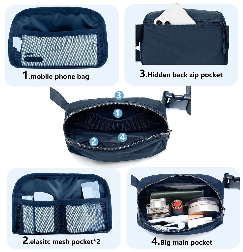 Fanny Belt Bag Waist Pack Crossbody Bags Bum Bag for Running Hiking Travel Wo...