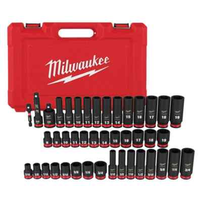 Milwaukee SHOCKWAVE SAE/Metric Impact Socket Set 3/8'' Drive 6-Point (43-Piece)