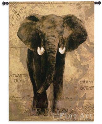 African Voyage Animal Tapestry Wall Hanging Elephant Picture WIld Life 38'' x 53''