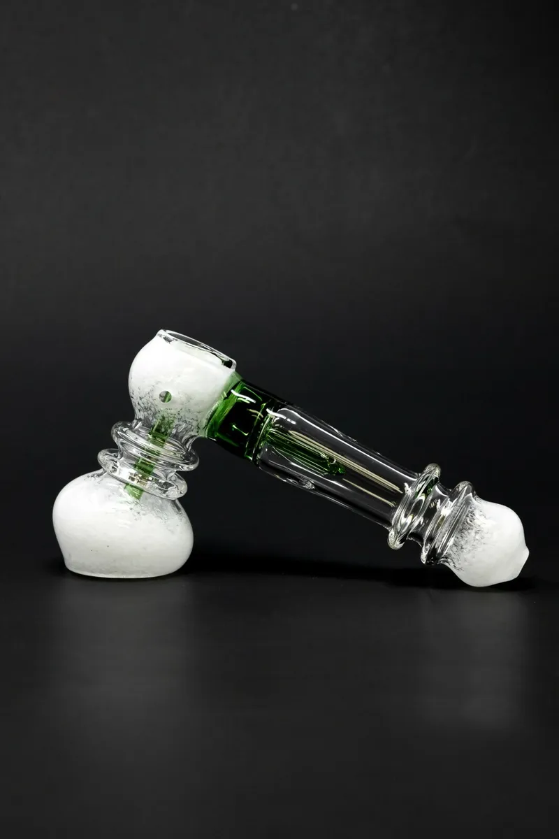 Hookah Water Pipe 7 White/Green Tobacco Hammer Bubbler Bong w/ Percolator