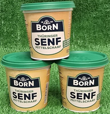 (19,16 /L) 3x Born Senf aus Thüringen MITTELSCHARF leckeres Ostprodukt Versand0 